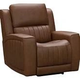 Pierce Zero Gravity Power Recliner w/ Power Head Rest & Lumbar in Cinnamon Brown Leather